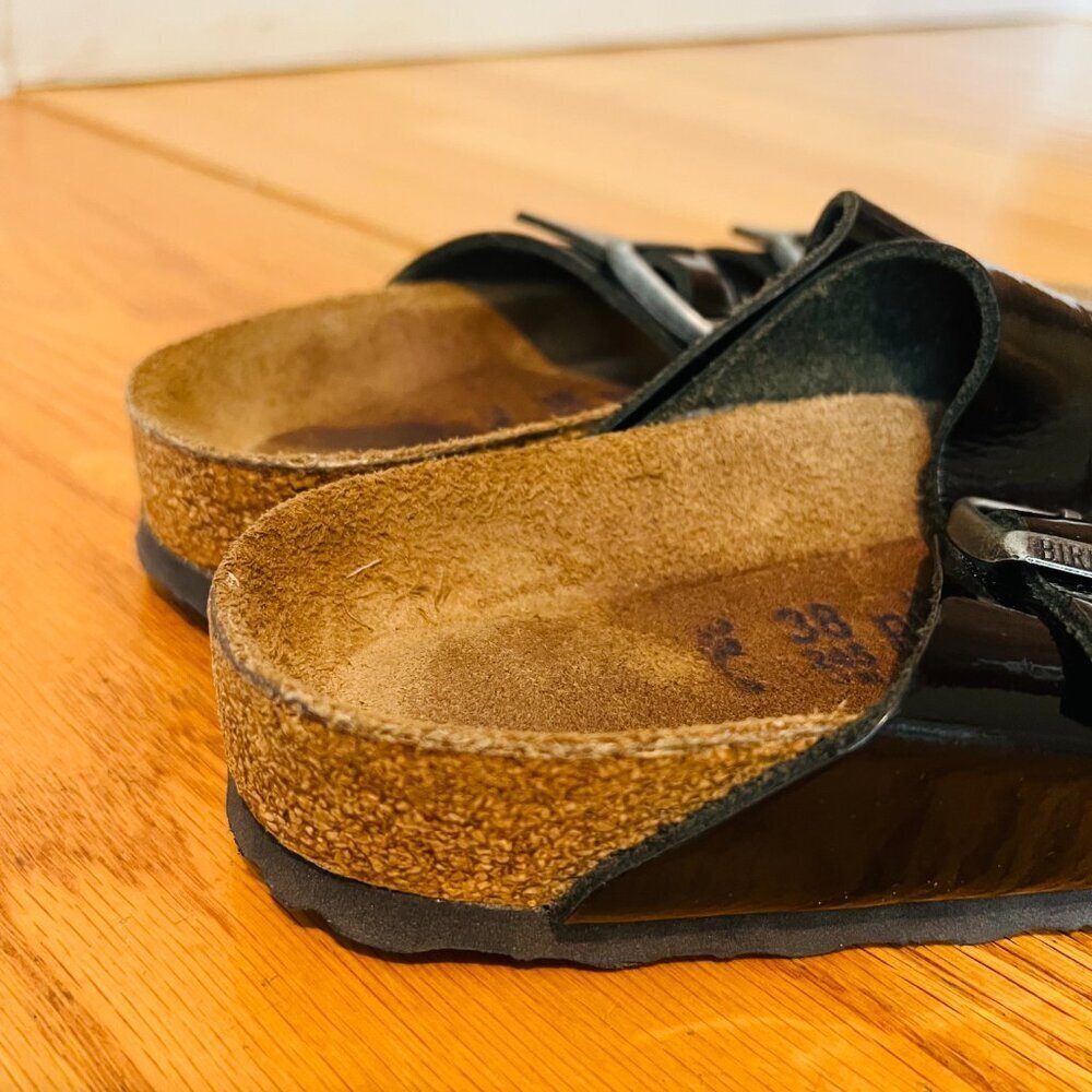Birkenstock Arizona Sandals in Black Patent Leather - Birko-Flor Size 38 - Picture 7 of 16